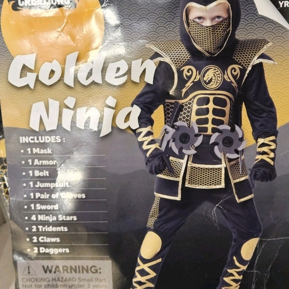 NEW, Toddlers Unisex Golden Ninja Dress Up Play/Halloween Costume. Size 3T. - Picture 1 of 7